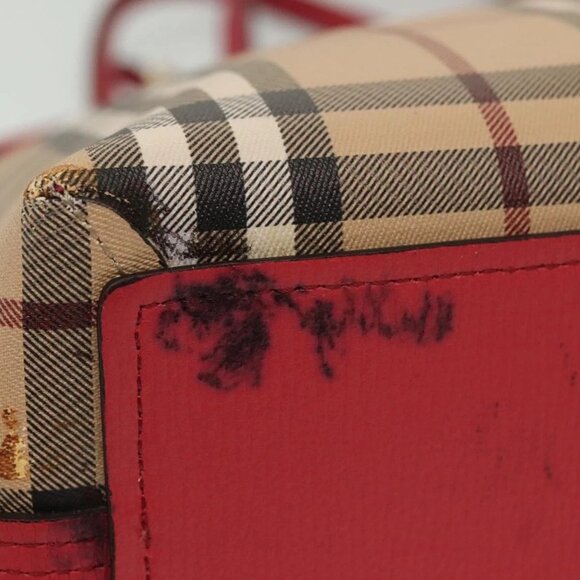 BURBERRY Nova Check Tote Bag PVC Beige Pink gold Auth - Picture 11 of 15